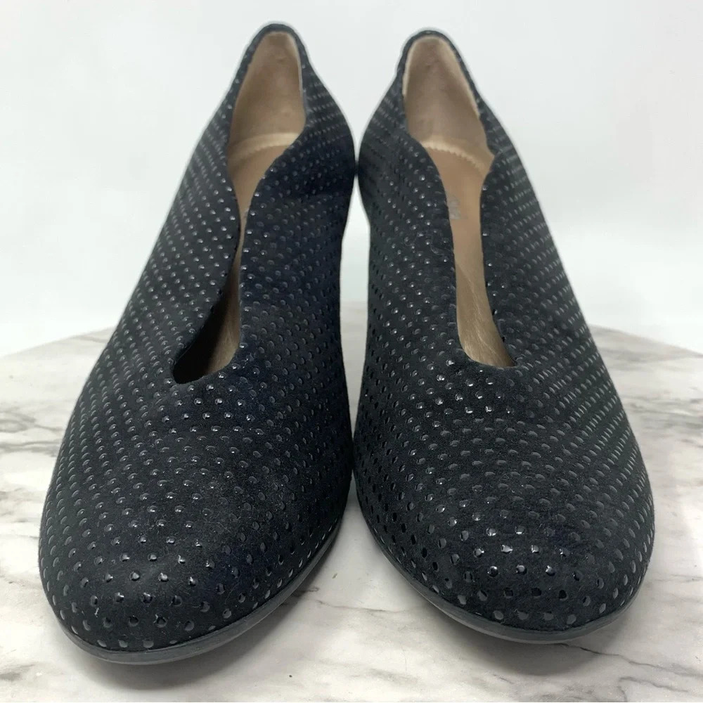Beautifeel Calla Polka Dot Comfort Black Suede Retro Pumps 39/8-8.5